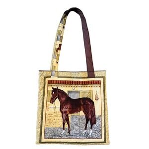 Horse Print Tote Bag Equestrian Shoulder Bag Handmade Unique‎ Design